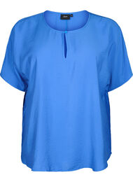 Kortermet bluse i viskose, Monaco Blue