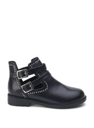 Wide fit - Ankelstøvletter med nagler, Black