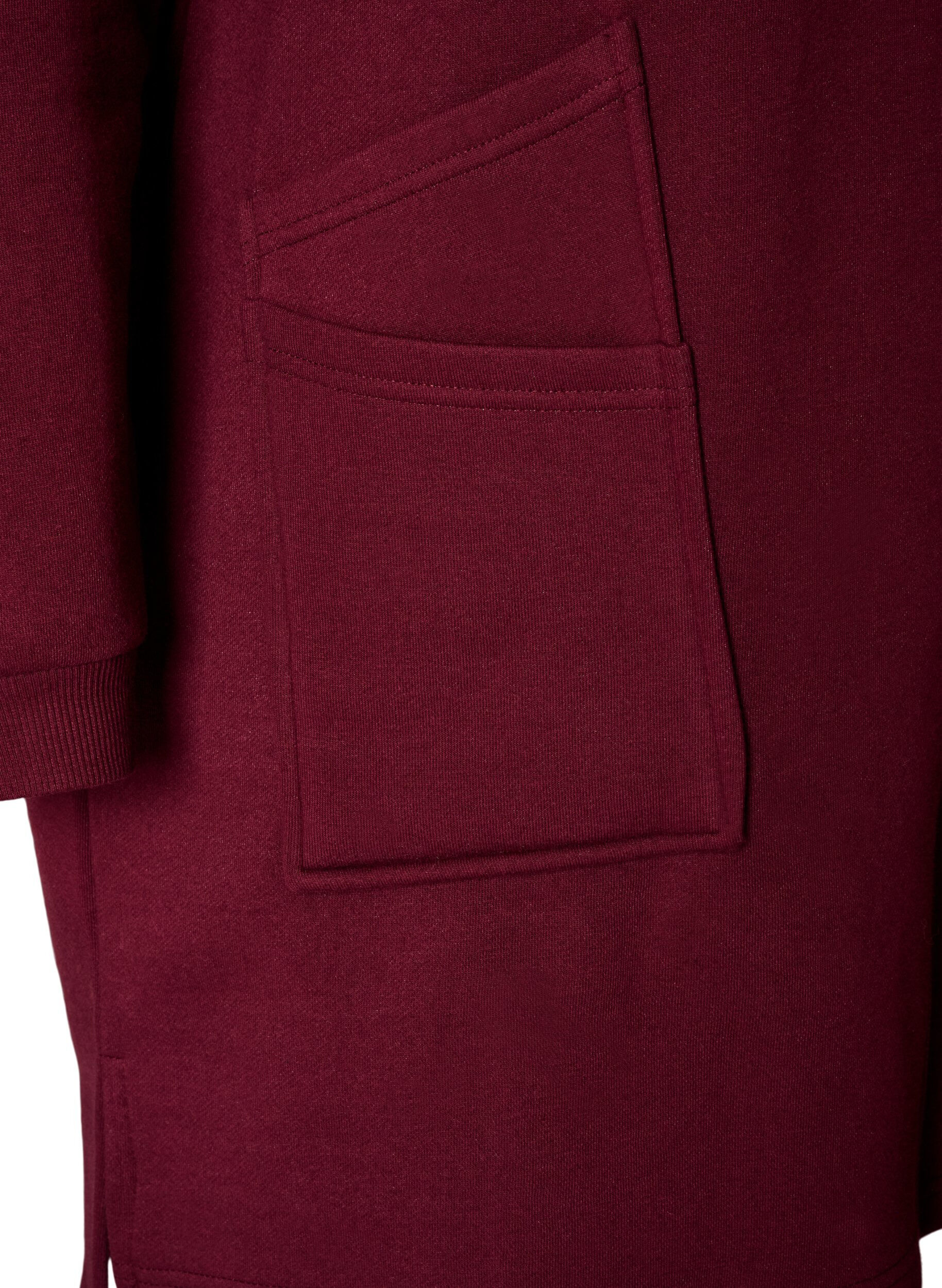 ZizziLang hettegenser-cardigan med glidel&aring;s, R&oslash;d, Packshot image number 3