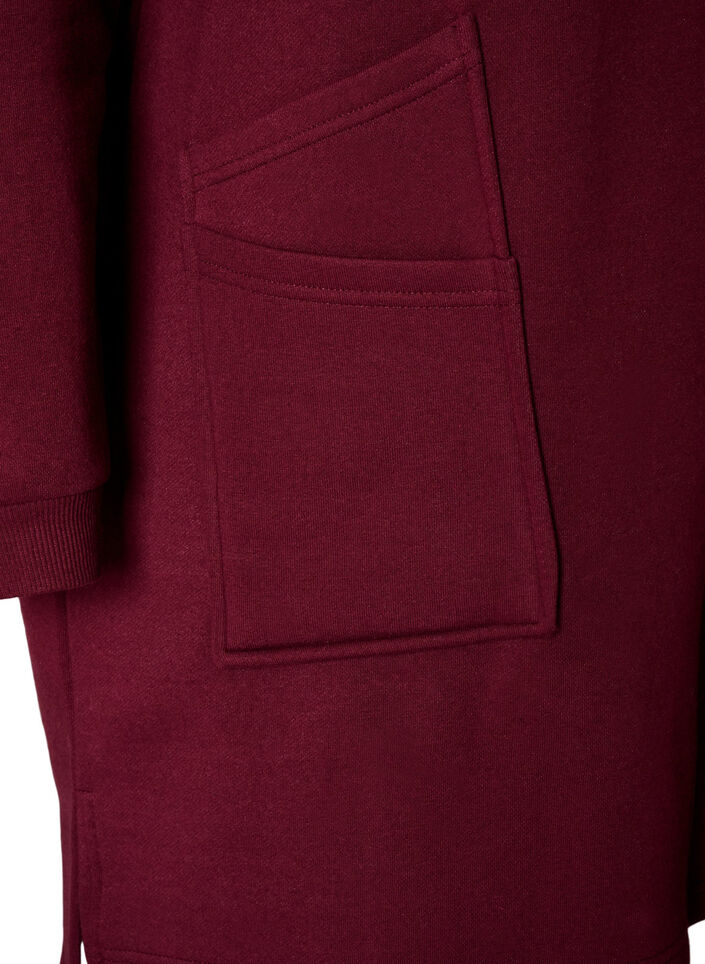 Lang hettegenser-cardigan med glidel&aring;s, R&oslash;d, Packshot image number 3