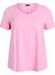 Ensfarvet basic bomulls T-skjorte, Rosa, Packshot image number 0