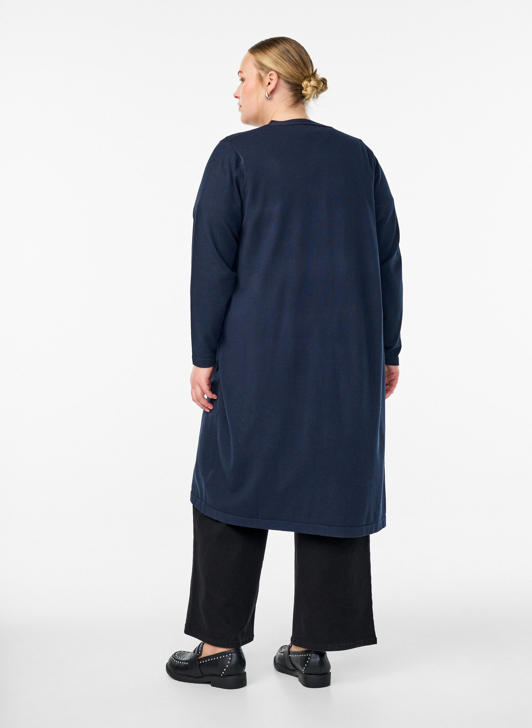 ZizziLang, &aring;pen cardigan med lommer, Bl&aring;, Model image number 1