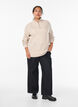 Strikket genser med høy hals og harlekintrykk, Beige, Model image number 1