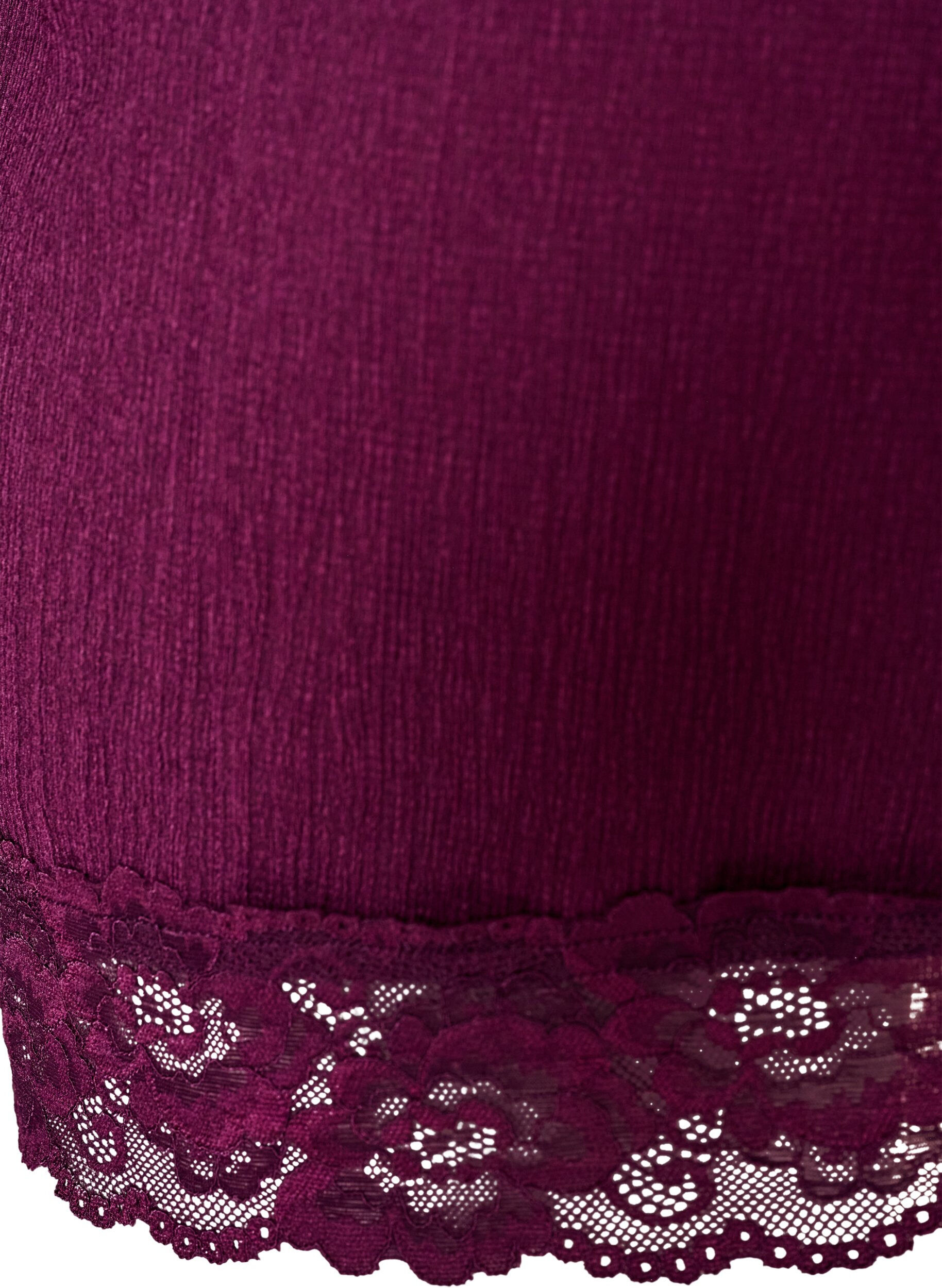 ZizziJerseybluse med asymmetrisk blondedetalj, Lilla, Packshot image number 3