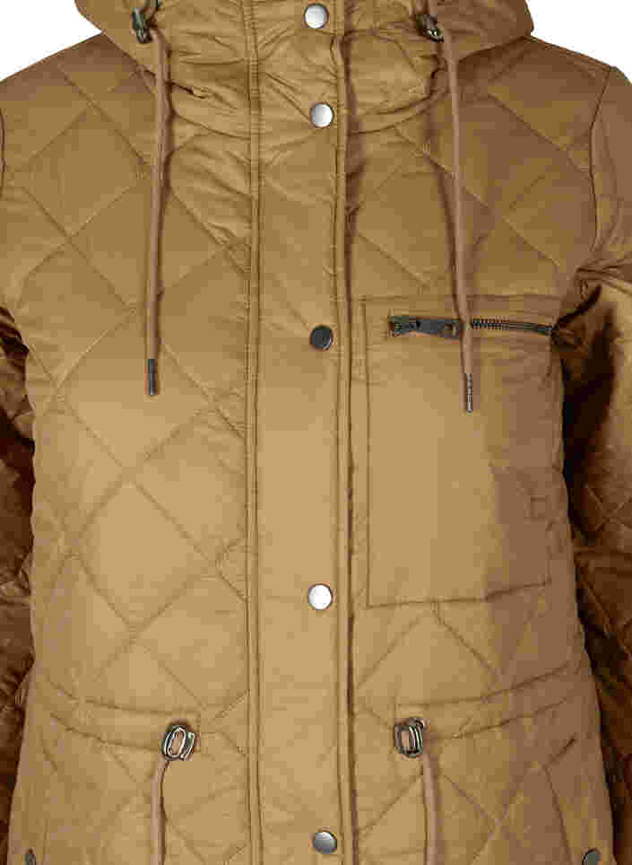 Lett jakke med quiltet mønster og hette, Tobacco Brown, Packshot image number 2