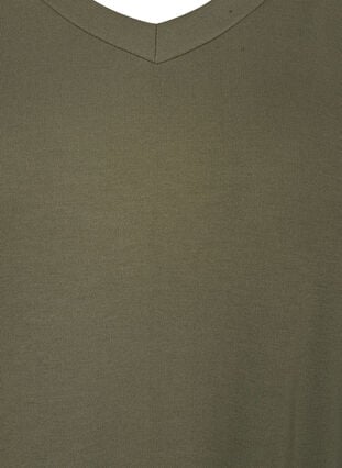 Kjole med 3/4-ermer og striper, Dusty Olive, Packshot image number 2