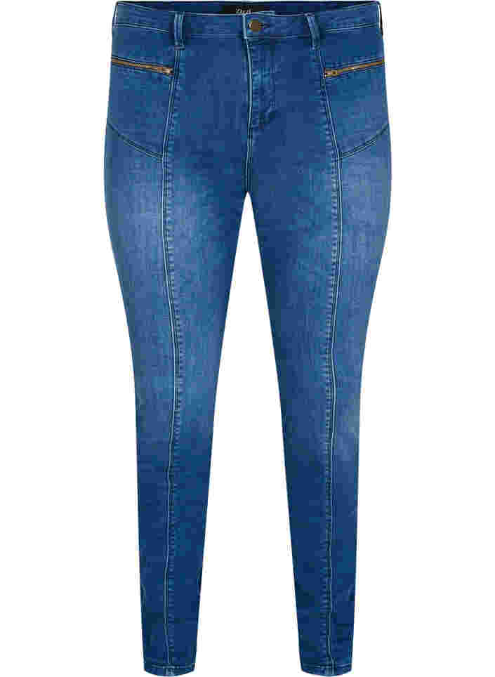 Dual core Amy jeans med høyt liv, Blue denim