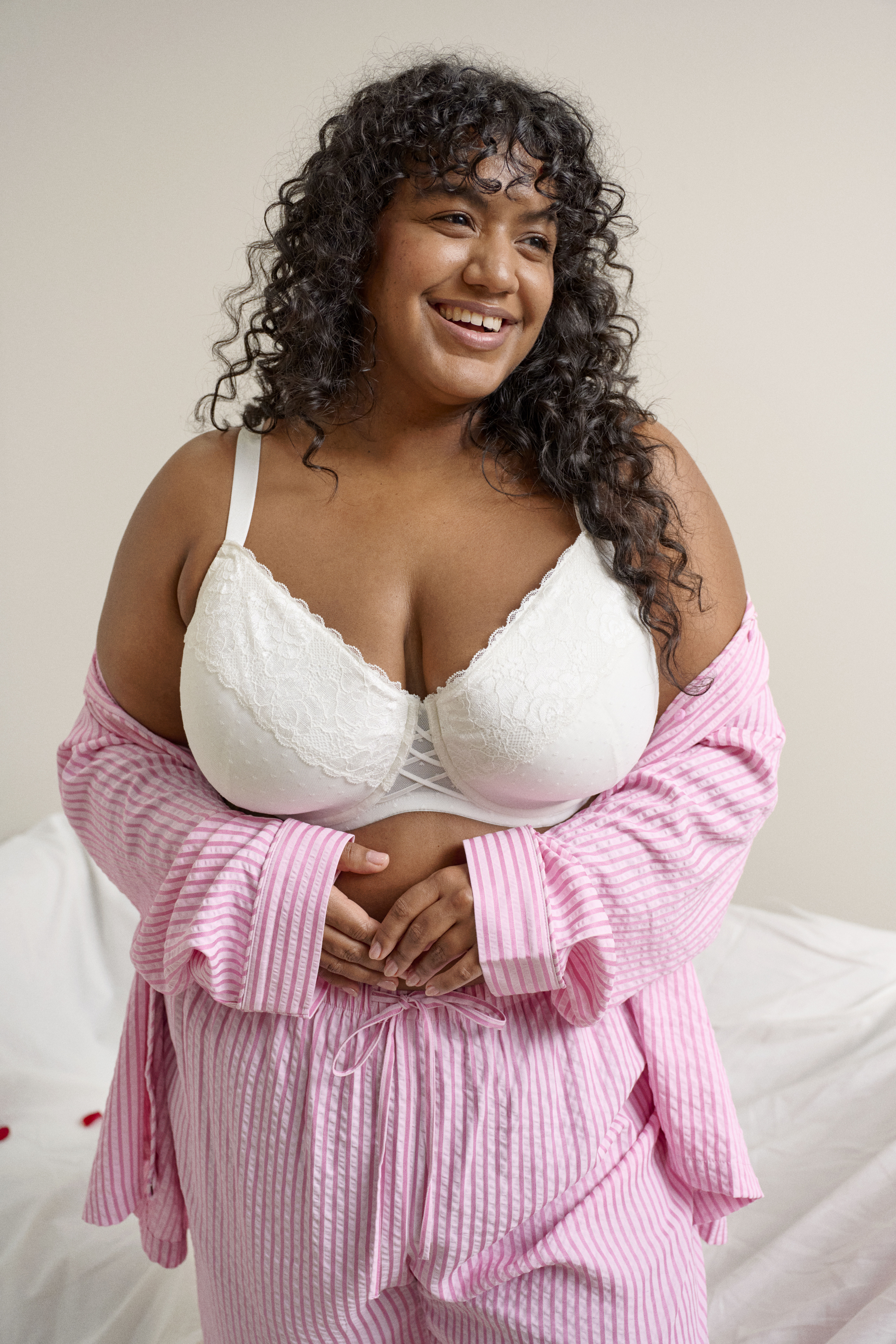 Zizzi Stripet nattdrakt, , Model