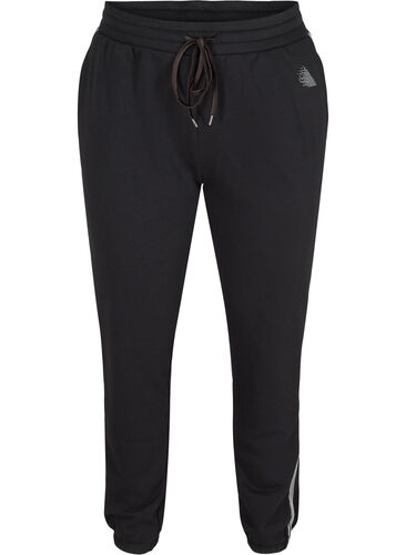 Joggebukser med knyting og lommer, Black, Packshot image number 0