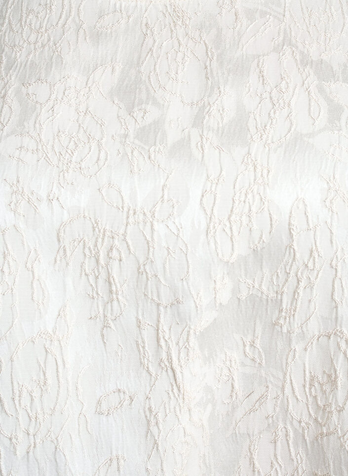 Bluse med jacquard mønster og puffede ermer, Vanilje, Packshot image number 2