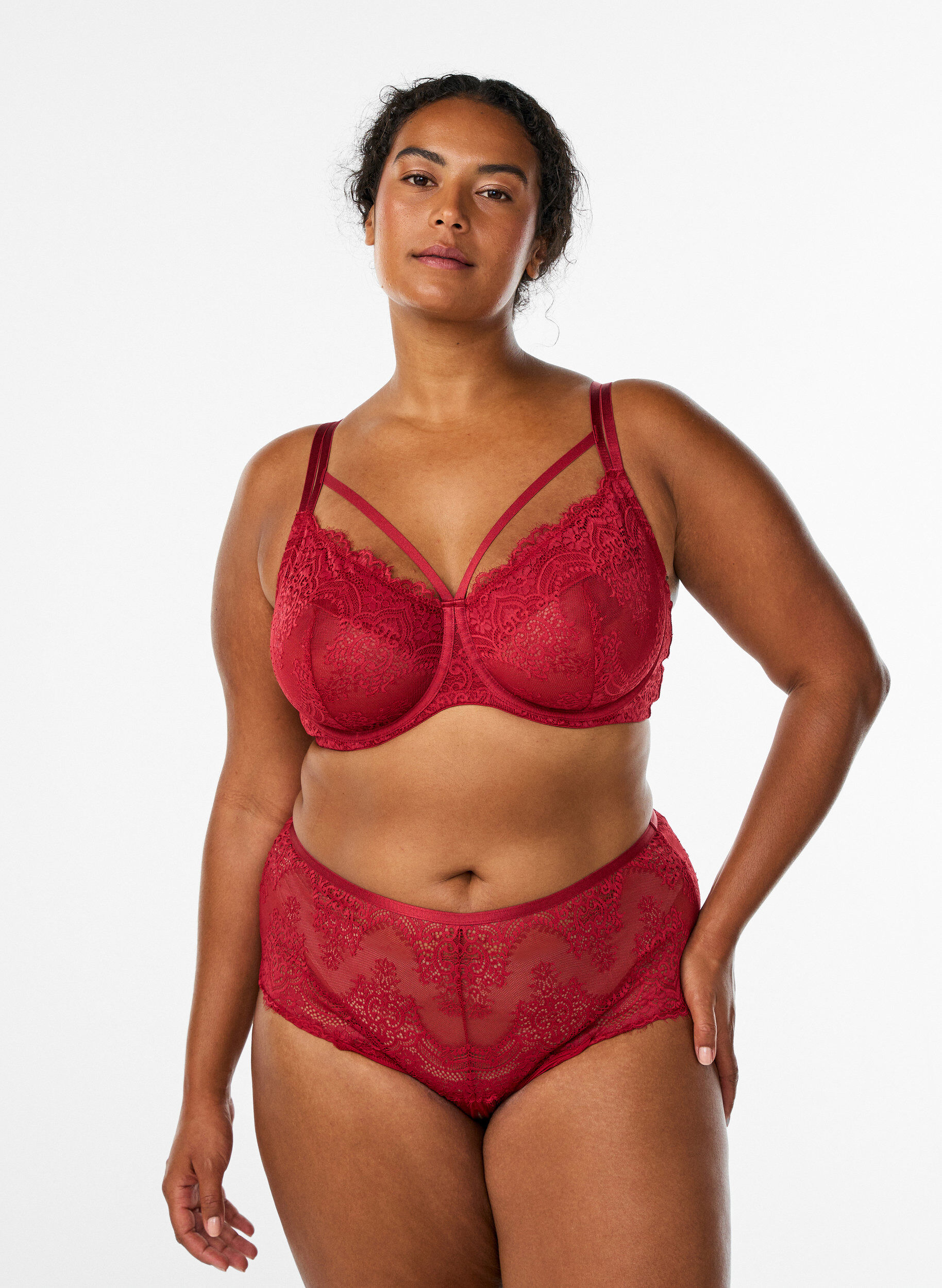 Blondehipster-string med &aring;pning i bunnen, R&oslash;d, Model