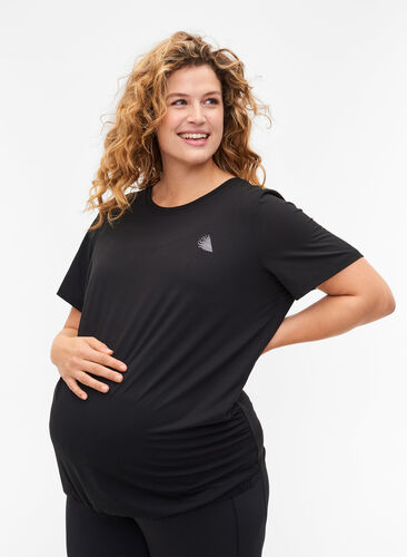 T-skjorte til trening for gravide, Black, Model image number 0