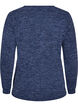 Jerseybluse med V-hals og lange ermer, Bl&aring;, Packshot image number 1