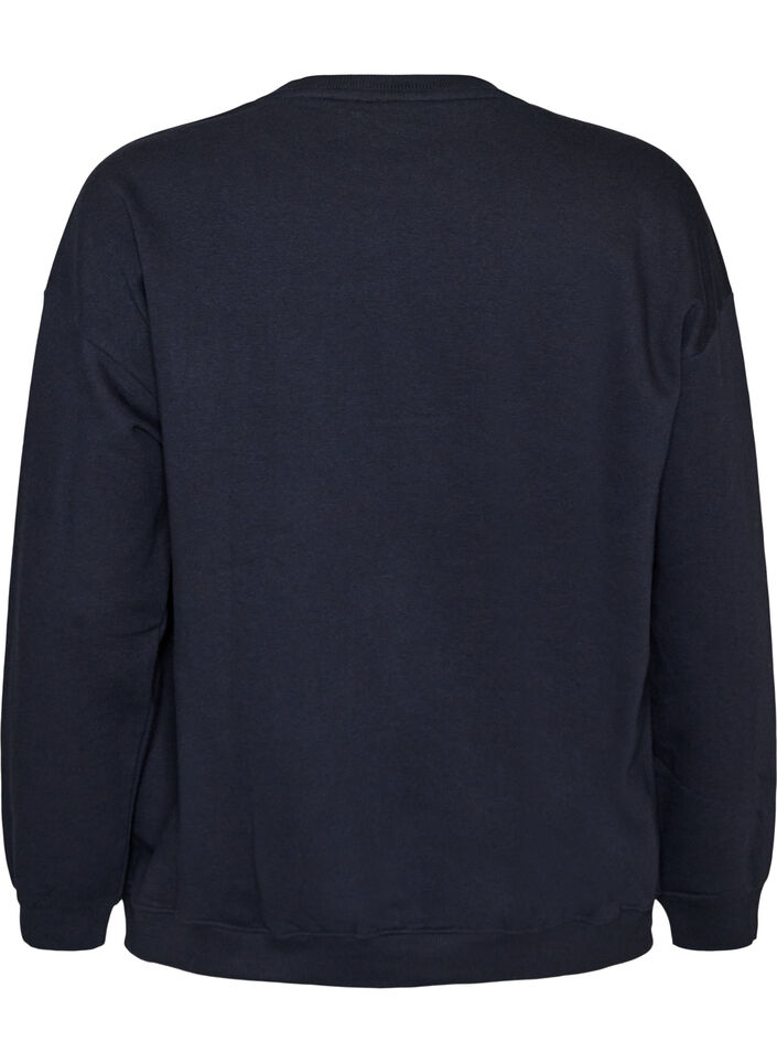 Genser med teksttrykk, Bl&aring;, Packshot image number 1