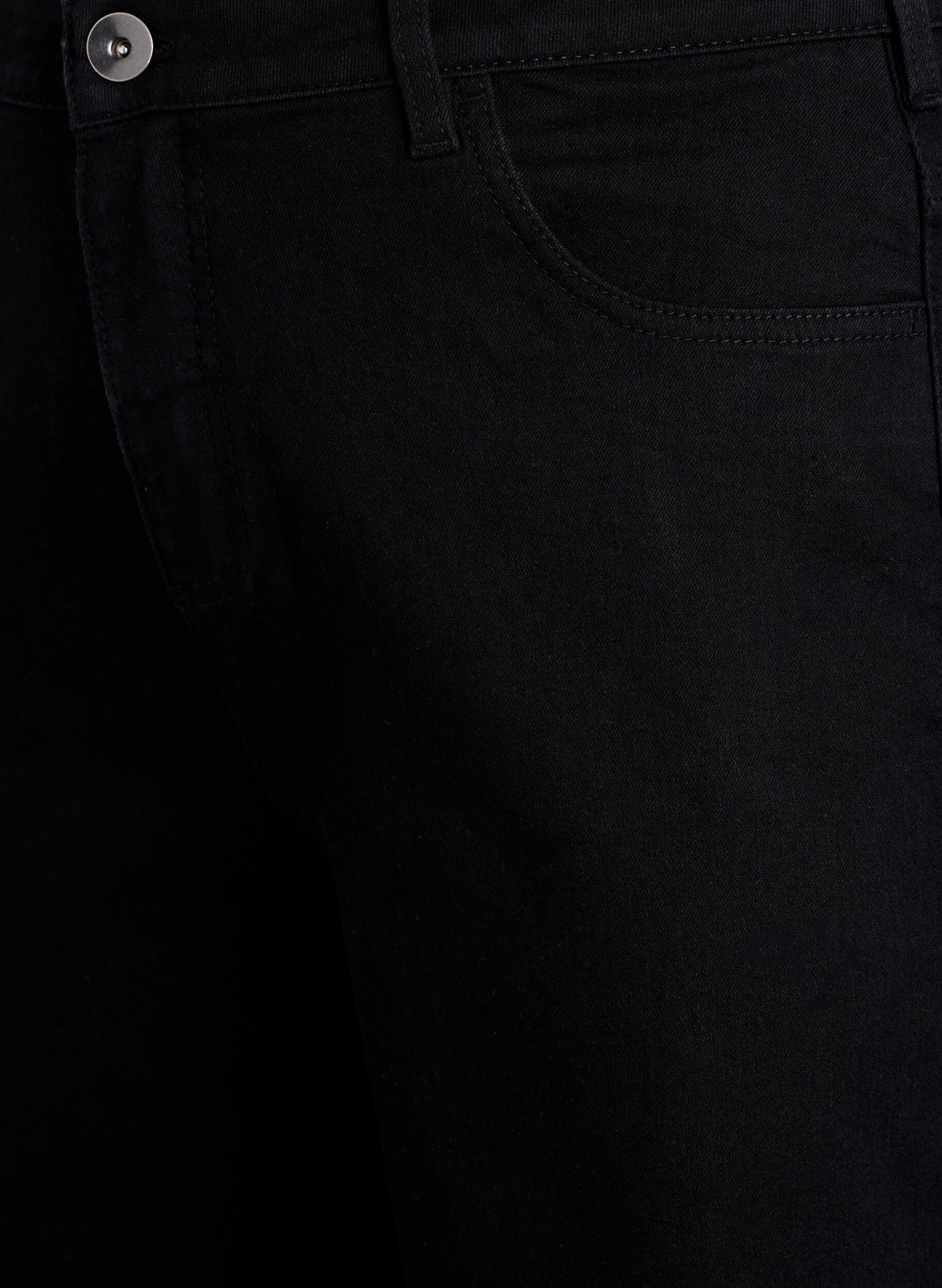 Zizzi L&oslash;se denimshorts med h&oslash;y midje, Svart, Packshot image number 2