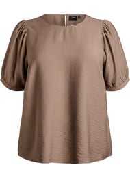 Viskose bluse med 1/2 ermer, Brun