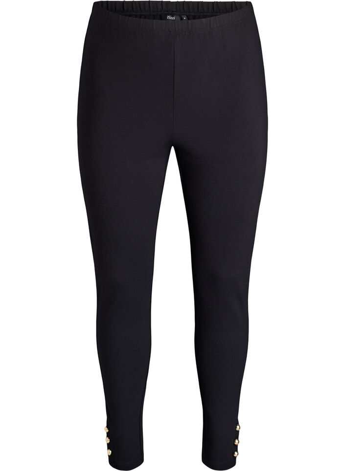 Leggings med knapper på bunnen, Svart, Packshot image number 0
