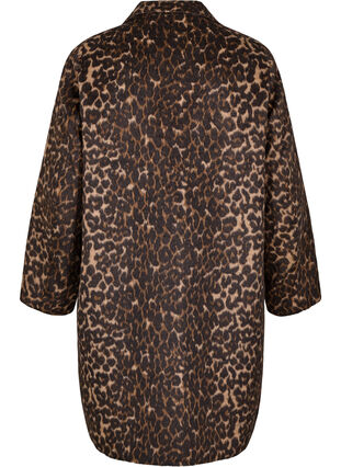Zizzi Leopardmønstret kåpe med dobbeltradede knapper, Brun, Packshot image number 1