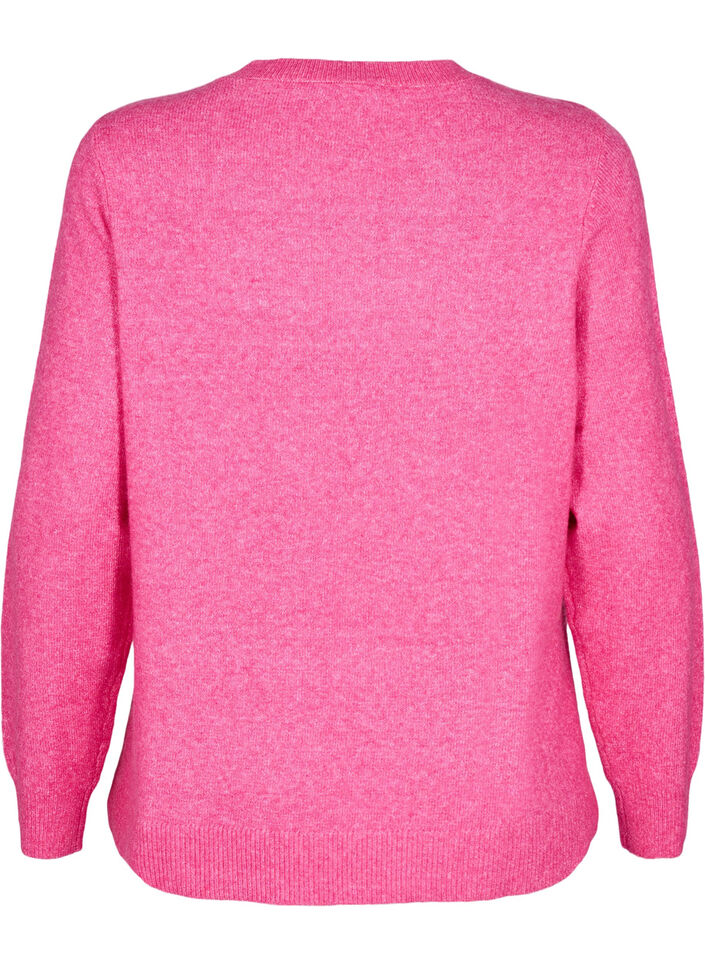 Strikket topp med ull og splitter, Raspberry Rose Mel., Packshot image number 1