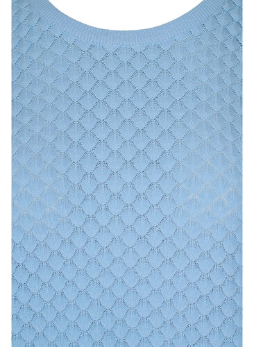 Strikkebluse i økologisk bomull med lange ermer, Chambray Blue, Packshot image number 2