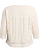 Strikket topp med hullbroderi og 3/4 ermer, Beige, Packshot image number 1