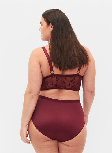 Truse med blonder og normal høyde i livet, Bordeaux Ass, Model image number 1