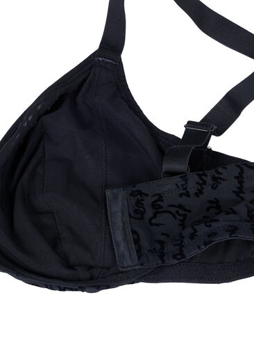Heldekkende BH med teksttrykk, Black, Packshot image number 3