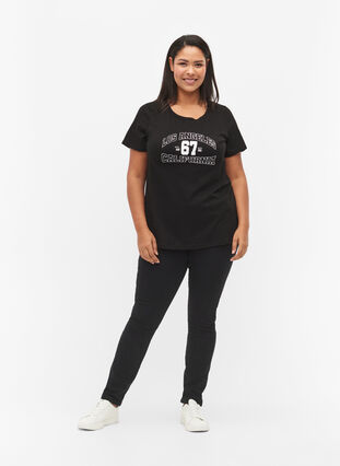 T-skjorte i bomull med trykk foran, Black LOS ANGELES, Model image number 2