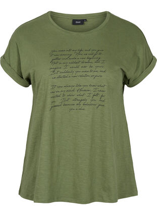 T-skjorte med trykk i økologisk bomull, Four Leaf CloverText, Packshot image number 0