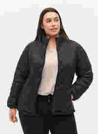 Quiltet jakke med glidelås og lommer, Black, Model
