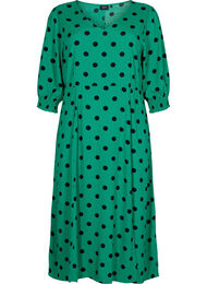 Midikjole med prikker i viskose, Jolly Green Dot AOP