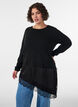Strikkebluse med lagvis effekt og blondekant, Svart, Model image number 0