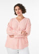 Bluse i lin og viskose med V-hals, Orange, Model image number 0