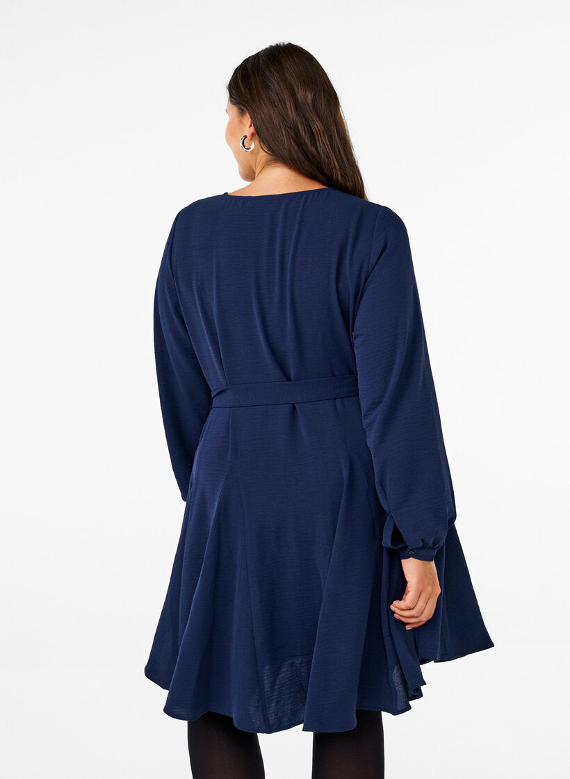 Langermet kjole med belte, Navy Blazer, Model image number 1