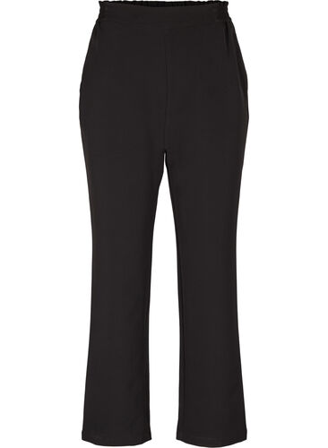 Ensfargede bukser med straight fit, Black, Packshot image number 0