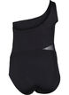 One-shoulder badedrakt med mesh, Black, Packshot image number 1