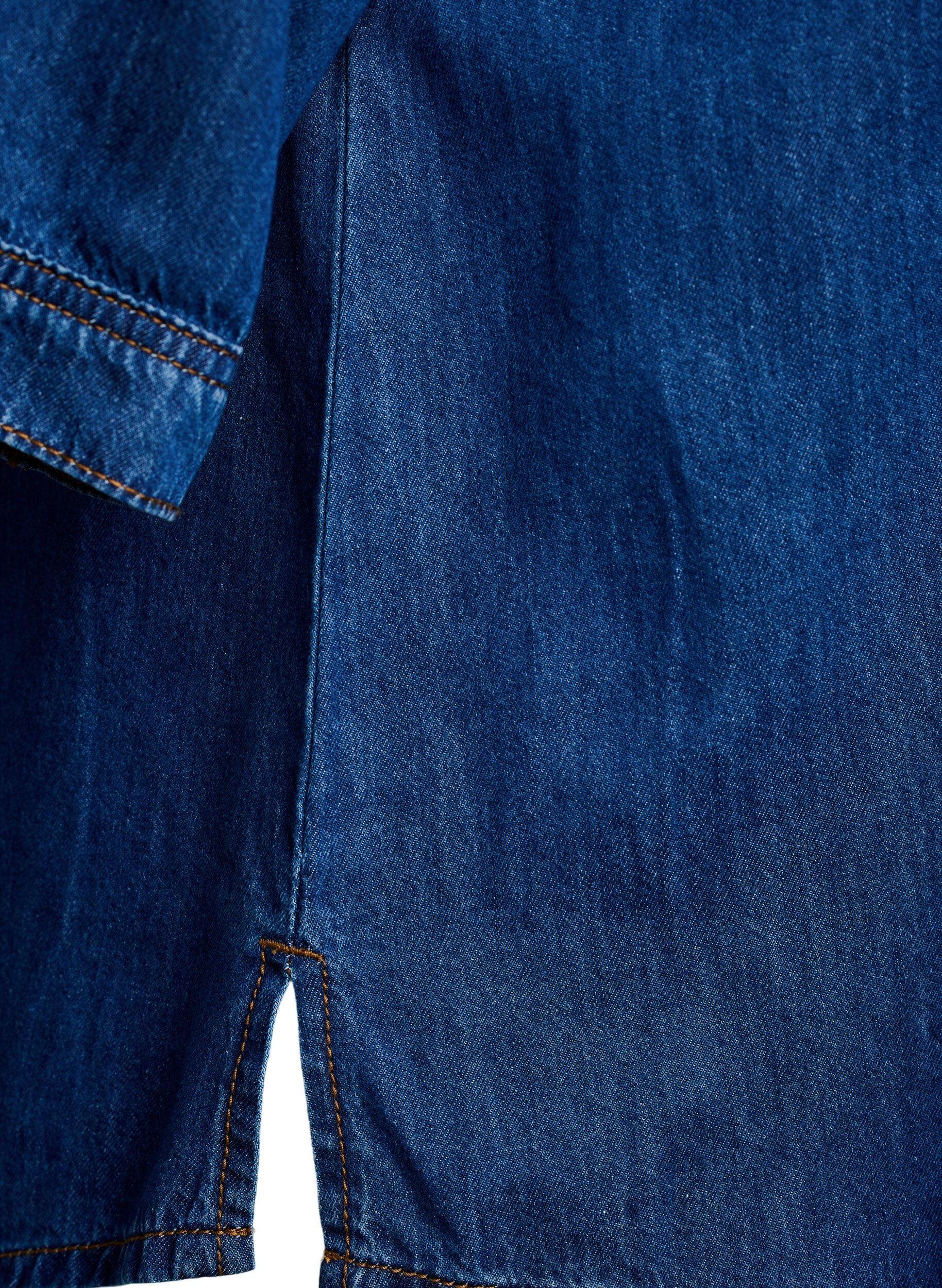 ZizziDenimbluse med brystlomme og albuelange ermer, Bl&aring;, Packshot image number 3