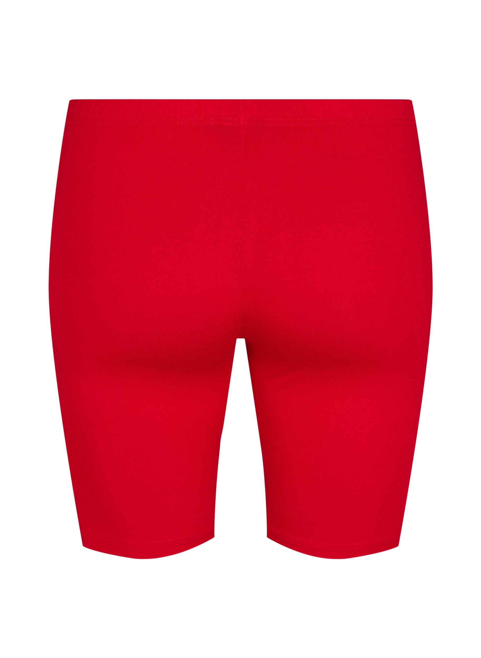 Zizzi Ensfargede standard sykkelshorts, R&oslash;d, Packshot image number 1