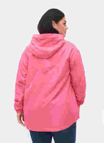 Kort jakke med hette og justerbar bunn, Hot Pink, Model image number 1