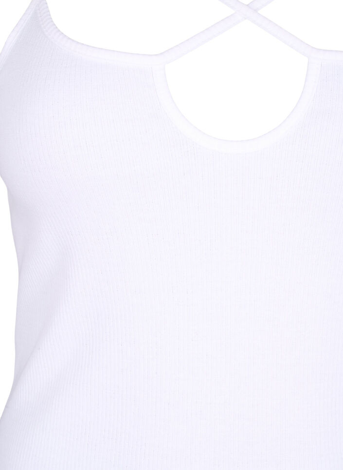 Ribbetopp i økologisk bomull med kryssdetalj, Bright White, Packshot image number 2