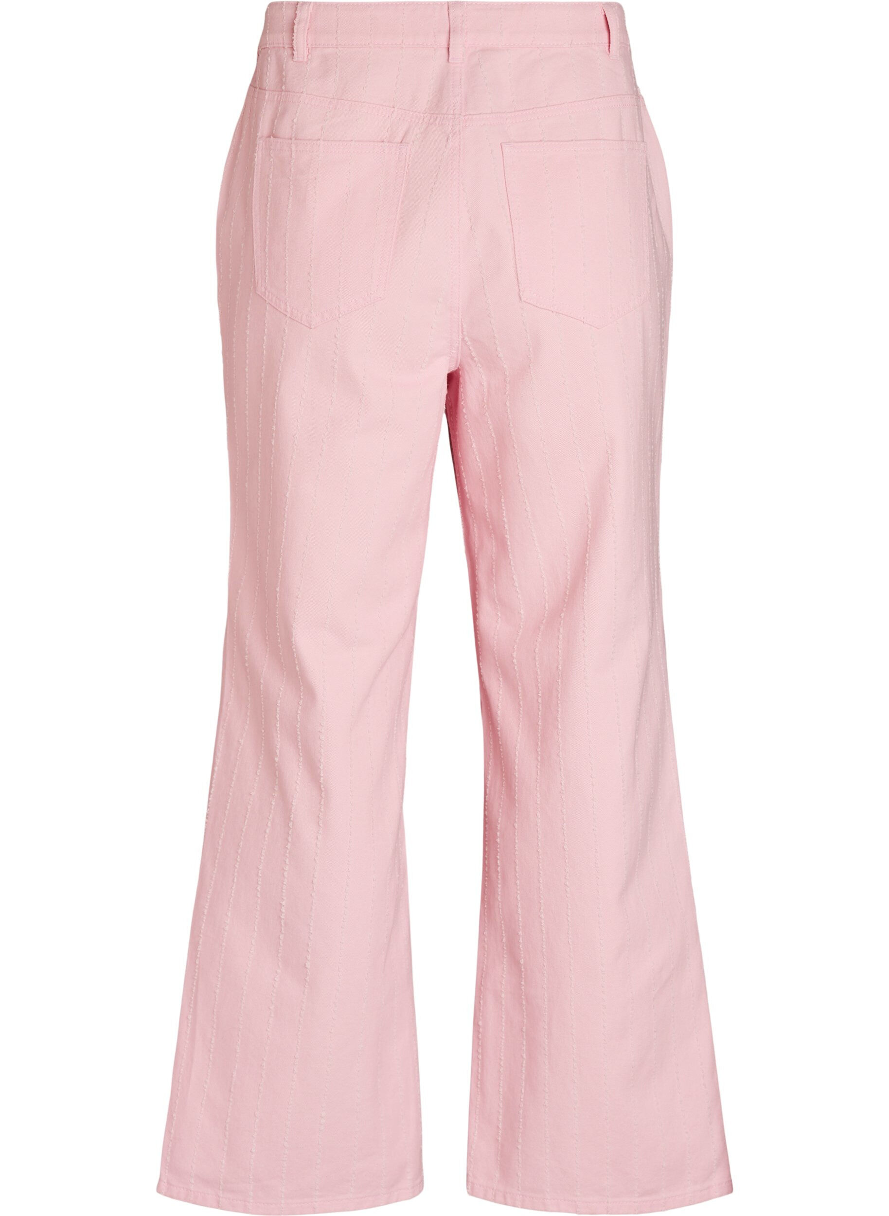 Zizzi Myra jeans i farget denim med wide fit og teksturert m&oslash;nster, Rosa, Packshot image number 1