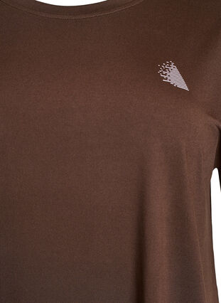 Zizzi Ensfarget trenings-T-skjorte, Brun, Packshot image number 2
