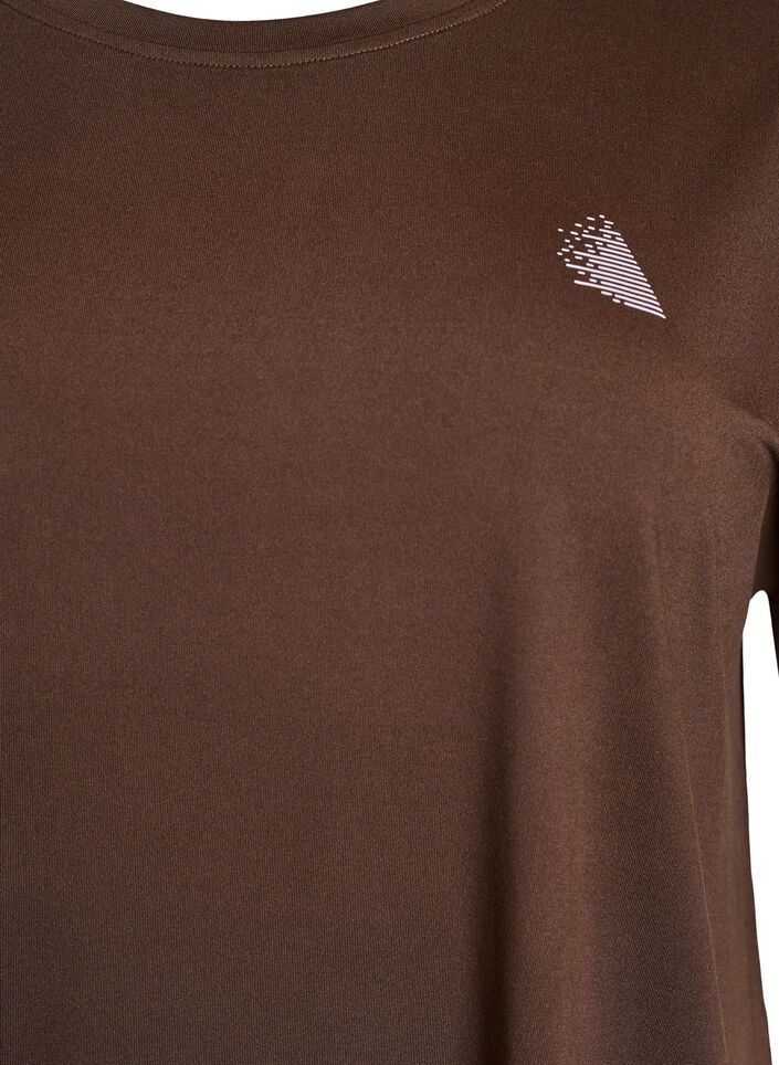 Ensfarget trenings-T-skjorte, Brun, Packshot image number 2