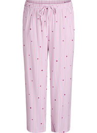 Loose fit nattbukser med striper og hjerter, Rosa