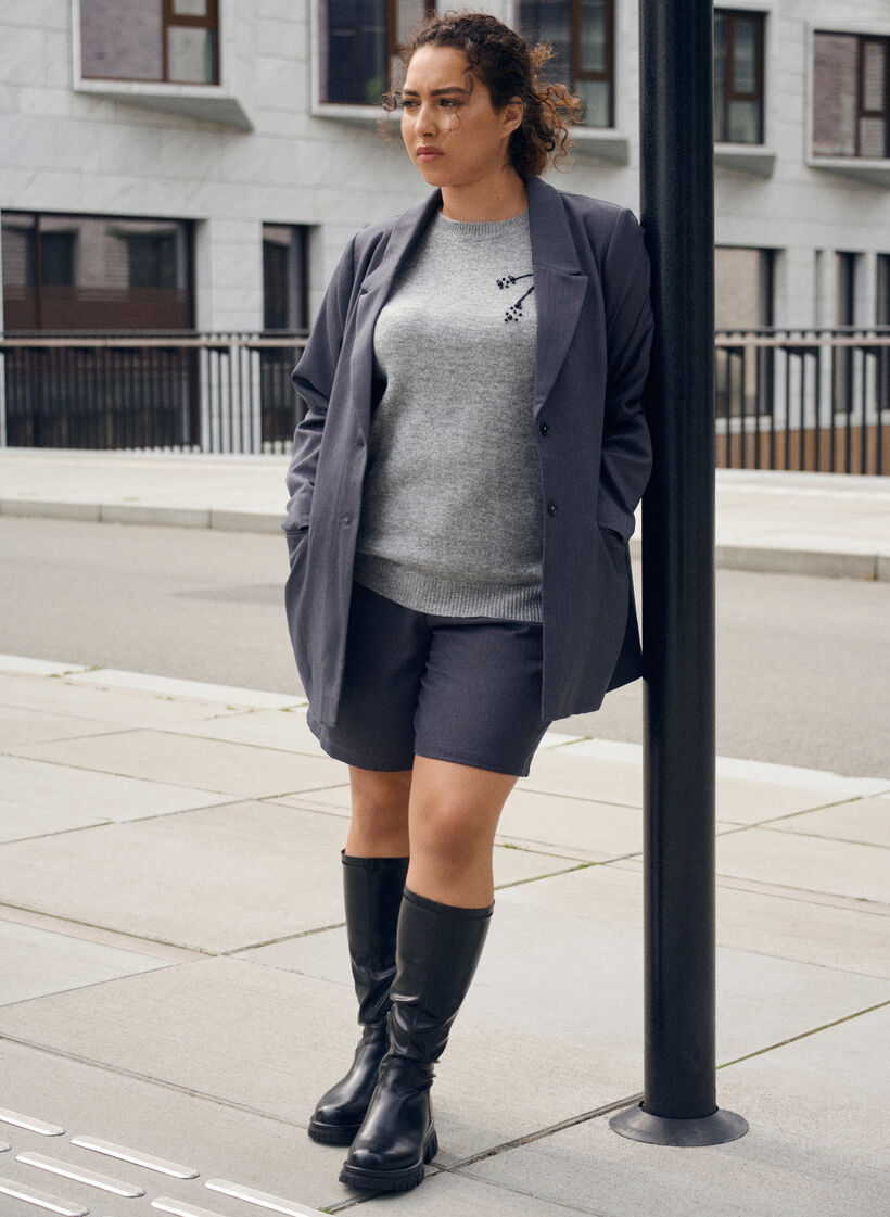 Klassisk blazer med lommer, Dark Grey , Image