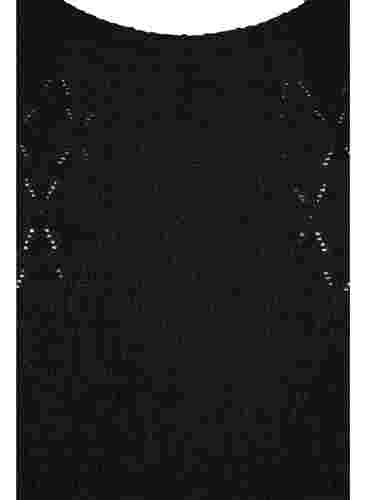 Bluse med 3/4-ermer og strukturmønster, Black, Packshot image number 2