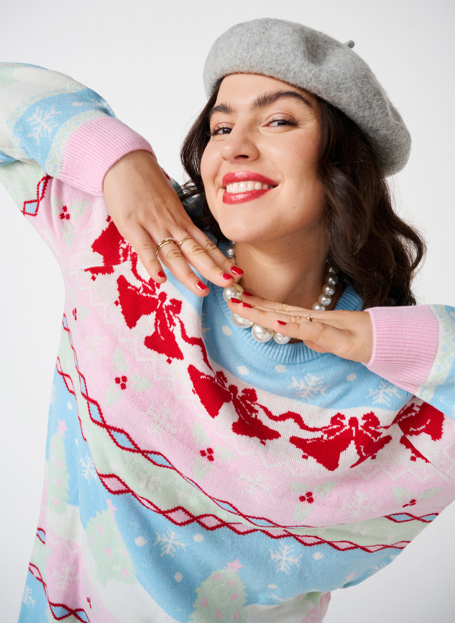 Zizzi Strikket julekjole, Cerulean Comb, Image image number 0