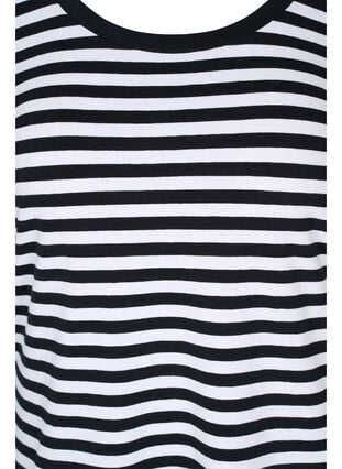 Stripete bomullskjole med lange ermer, Black w. White Thin, Packshot image number 2