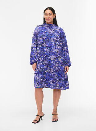 FLASH – Langermet kjole med trykk, Dazzling Blue AOP, Model image number 2
