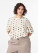 Viskose bluse med flekker og 1/2 ermer, Vanilje, Model image number 0